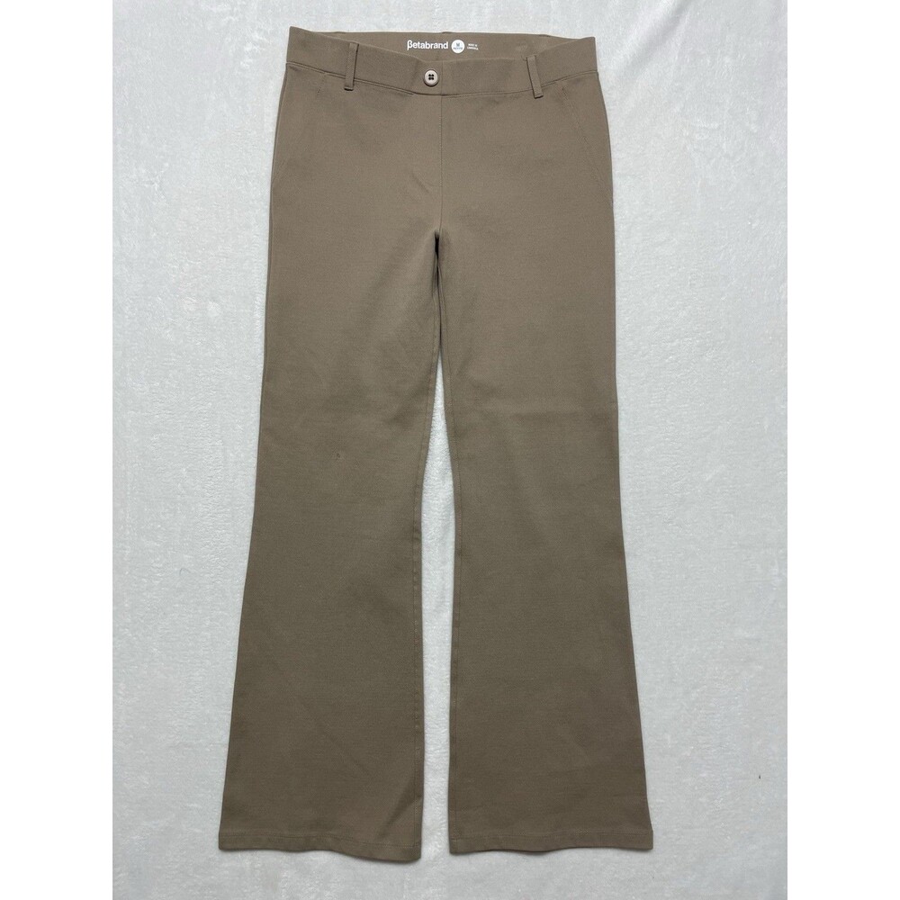 Betabrand Womens Dress Yoga Pants Medium Petite Tan Brown Bootcut #W0104-TKA